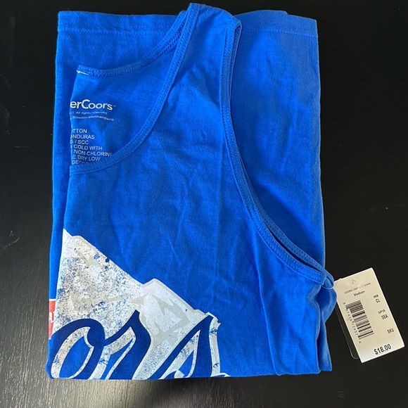 NWT Coors Banquet Blue Tank Top with Large Coors Logo, size Medium - Picture 3 of 8